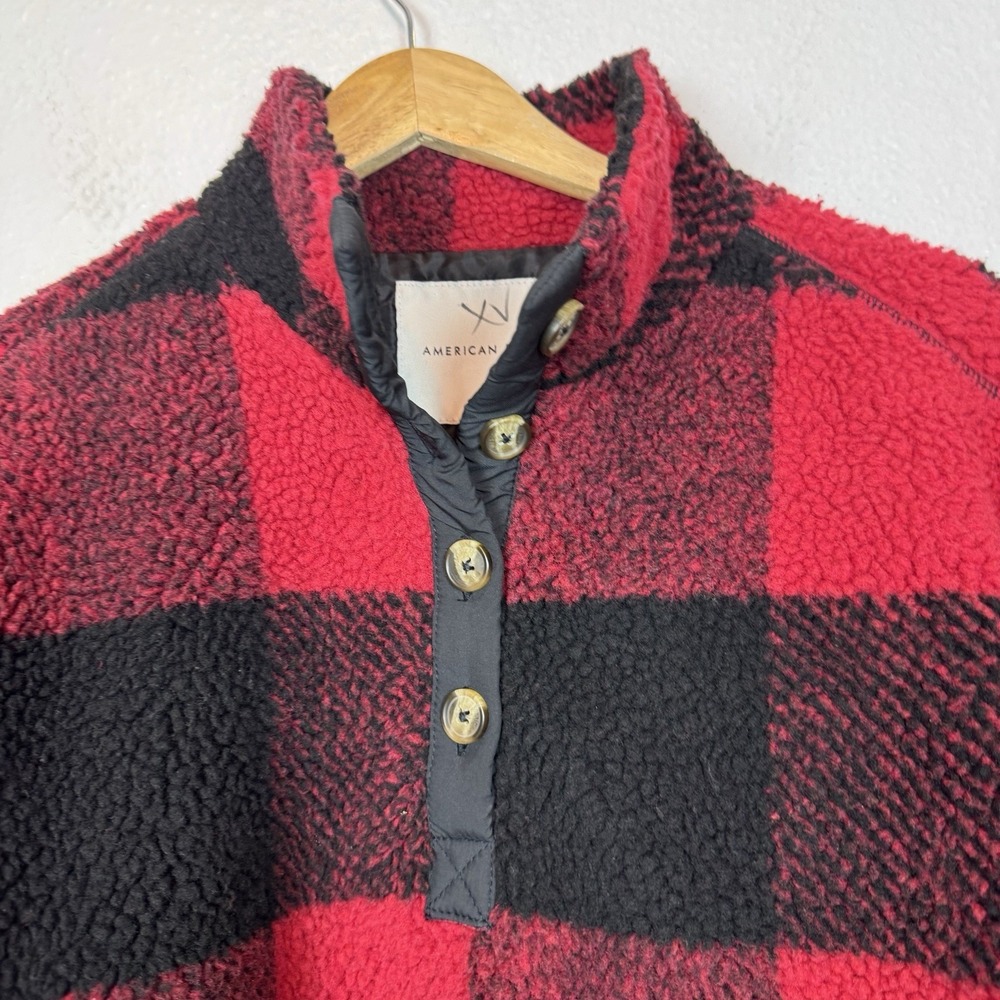 American Eagle Buffalo Plaid‎ Jacket Women's XS Popover Sweater Winter Christmas - Picture 6 of 12